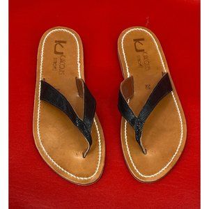 K Jacques Popee Black Shimmer Mini Tiles Noir Flat Sandals 39 NEW